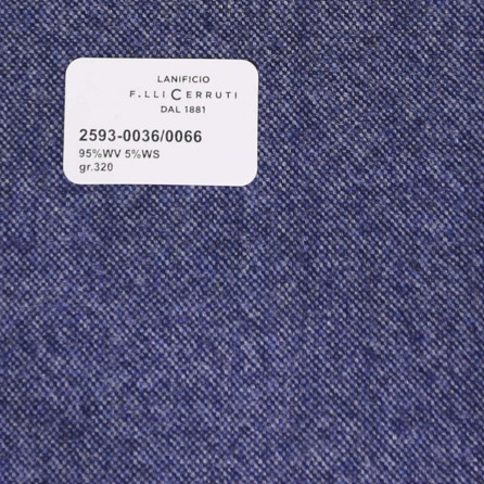 2593-0036/0066 Cerruti Lanificio - Vải Suit 100% Wool - Xanh Dương Trơn
